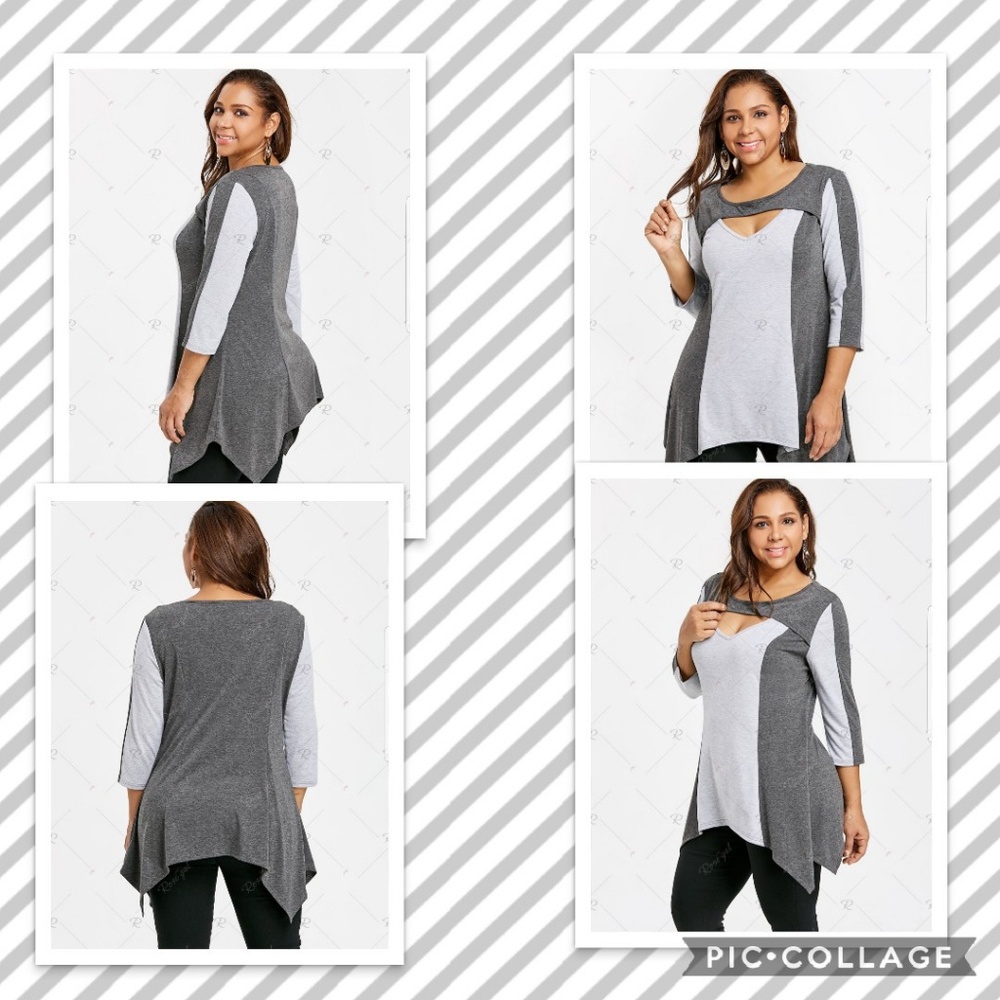 Plus size two toned keyhole front top